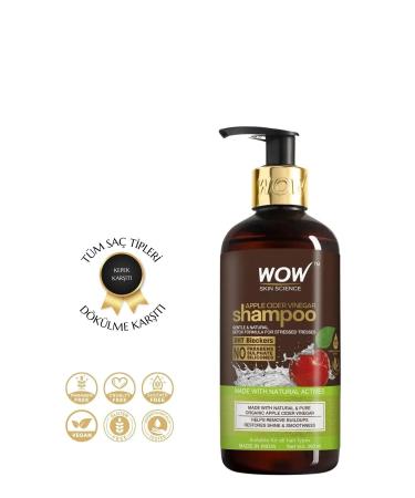WOW Skin Science Apple Cider Vinegar Shampoo-Ecocert Certified 0 Pure Apple Cider Vinegar-Dandruff & Flaking 300ml