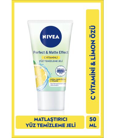 NIVEA Facial Cleansing Gel Perfect&Matte 50ml Vitamin C Lemon Extract Mattifying Effect Shine Control