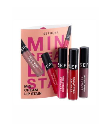 SEPHORA COLLECTION Mini Cream Lip Stain - 3-pack velvet finish smudge-proof mini lipstick set