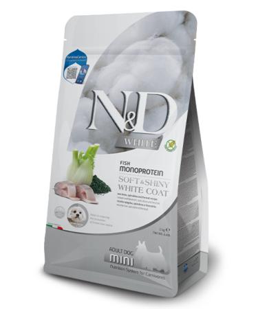 N & D ND White Coat Sea Bass and Spirulina White Furry Mini Breed Grain-Free Dog Food Adult Puppy 2 Kg