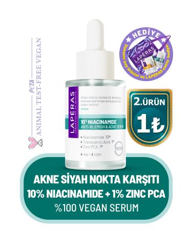LAPERAS Anti-Blackhead Acne Niacinamide 1% Tranexamic Acid 1% Zinc Pca Vegan Serum.