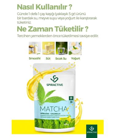 Spiractive Matcha Tea 100 GR Spriluna Strawberry and Lemon Flavored Detox Green Tea Matcha Tea - Buy Online on GoSupps.com