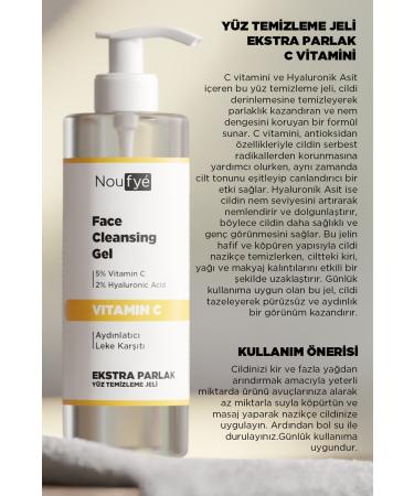 NOUFYE Vitamin C & Hyaluronic Acid Brightening Anti-Spot Facial Cleansing Gel 200 Ml Facial Cleanser - Buy Online on GoSupps.com