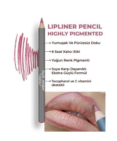 Alix Avien Lip Liner Lipliner Pencil 12 Deep Pink - Non-smudge Lasting Effect Up to 6 Hours