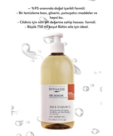 BYPHASSE Back To Basics Refined Shower Gel Dry and Very Dry Skin Types 750ml - Buy Online on GoSupps.com