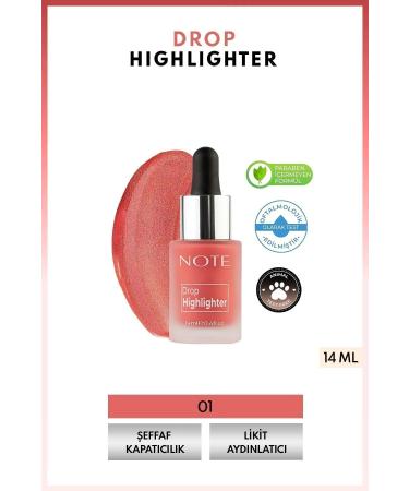 Note Cosmetics Cosmetics Drop Highlighter 01 Pearl Rose Liquid Highlighter