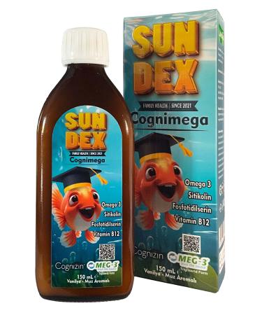 Sun Dex Family Health Since 2021 Cognimega DHA Omega 3 Citicoline Phosphotidylserine Vitamin B12 150 ml