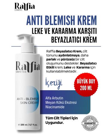 Raffia Cosmetics Anti-Stain and Anti-Darkening Whitening Cream 200ml Skin Face and Genital Area Whitening Cream