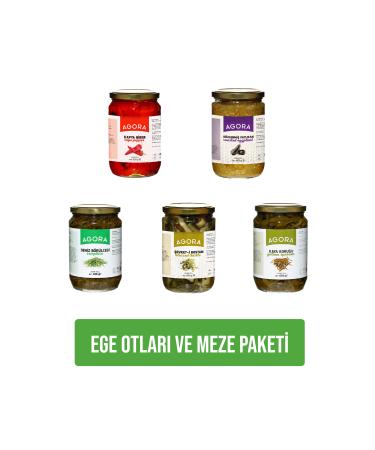 Agora Aegean Herbs Appetizer Package (Sea Beans Shevketi Bostan Rockwort Roasted Eggplant Roasted Pepper