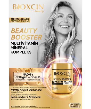 Bioxcin Beauty Booster 60 Tablets - Collagen Nicotinamide CoQ10 Glutathione Astaxanthin Resveratrol Hya Acid. - Buy Online on GoSupps.com