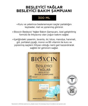 Bioxcin Nourishing Oils Care Shampoo 300 ML - Sulfate-Free Dry and Damaged Hair Anti-Hair Loss - Buy Online on GoSupps.com