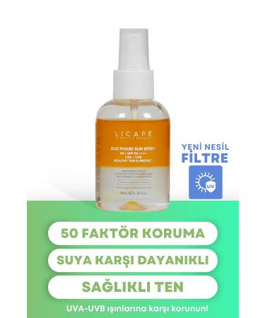 Licape Two Phase Water Based and Water Resistant Sun Cream for Dry and Sensitive Skin 100ml - Buy Online on GoSupps.com