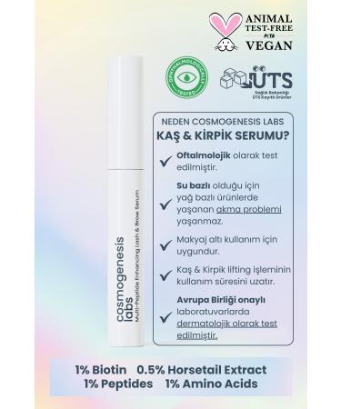 Cosmogenesis Labs Strengthening Nourishing Water Based Eyebrow Eyelash Serum 3ml Vegan Natural Content Fuller Look (1% BIOTIN) - Buy Online on GoSupps.com