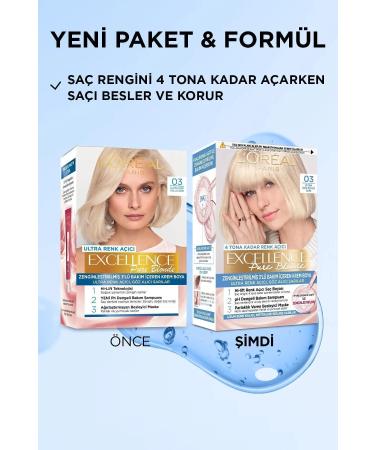 L'Oreal Paris Excellence Hair Dye 03 Ultra Light Ash Blonde 3-Piece Set Renewed Packaging - Buy Online on GoSupps.com