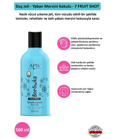Apis Natural Cosmetics Shower Gel - Blueberry Scented - 7 FRUIT SHOT - 500 Ml