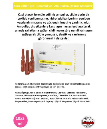 Apis Natural Cosmetics For Dry Skin - Ceramide And Beta Glucan Repair Ampoules - 10 X 3 Ml