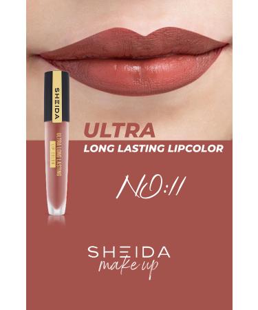 Sheida Long Lasting Long Lasting Matte Liquid Lipstick - Intense Pigment & Vitamin E Formula - No 11