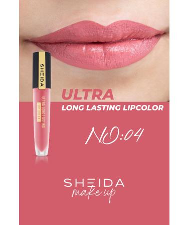 Sheida Long Lasting Long Lasting Matte Liquid Lipstick - Intense Pigment & Vitamin E Formula - No 4
