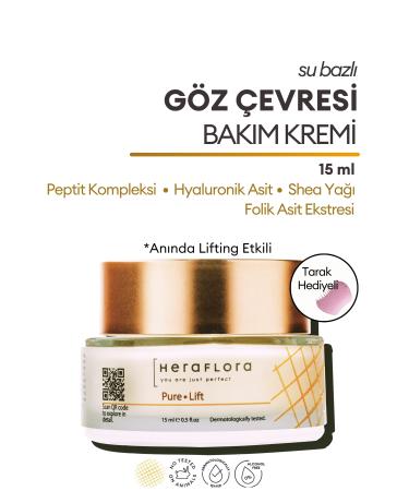 Heraflora Pure Lift Eye Contour Anti-Aging and Moisturizing Cream-Peptide Hyaluronic Acid Bacillus 15 ml