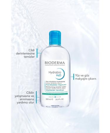 Bioderma Hydrabio H2O Moisturizing Micellar Make-Up Remover Water Dry Skin Face Eye Area 500 ml - Buy Online on GoSupps.com