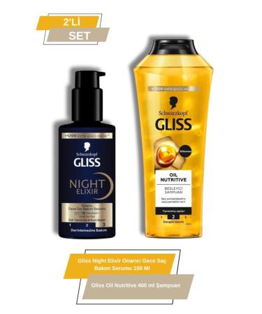 Gliss Night Elixir Repairing Night Hair Care Serum + Gliss Oil Nutritive 400 ml Shampoo