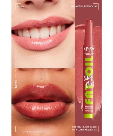 NYX Professional Makeup Fat Oil Slick Click Shine Moisturizing Pink Lip Balm - 03 No Filter Needed - Buy Online on GoSupps.com