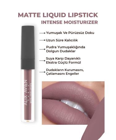 Alix Avien 511 Ashy Rose Matte Finish Liquid Lipstick - Lasting Effect Up to 8 Hours - Matte Liquid Lipstick