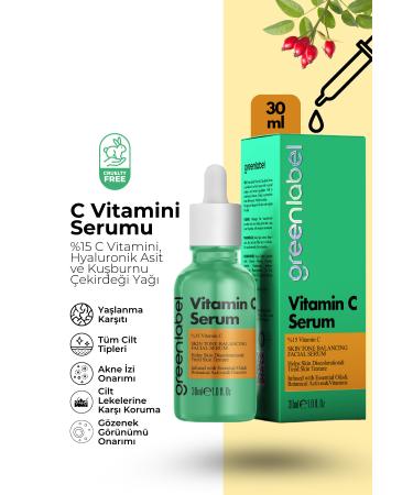 Green Label Rosehip Seed Oil Extract Vitamin C Skin Serum Revitalizing and Brightening 30 ml
