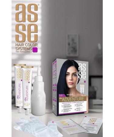 asse Adventure Set Hair Dye Permanent and Vivid Colors Dual Use Set (NO:1.1 BLUE BLACK) - Buy Online on GoSupps.com
