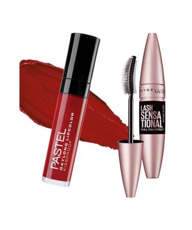 Pastel Daylong Lipcolor Liquid Matte Lipstick 09 + MaybellineNew York Lash Sensational Mascara Extra Black