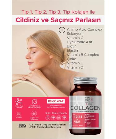 Tennen Nutrition 4 Types Collagen Type 1 Type 2 Type 3 Type 5 Vitamin C Zinc Coenzyme Q10 Selenium B12 30 Tablets - Buy Online on GoSupps.com