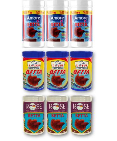 AMORE Betta Fish Food 3x125ML Rose 3x100ML Lotus 3x100ML Betta Granules Food Wholesale Fish Food