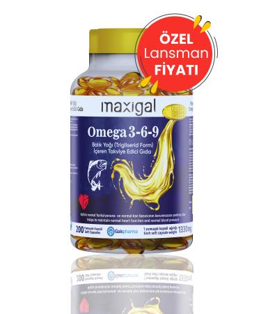 Maxigal Omega 3 6 9 Fish Oil (Form) 200 Capsules Containing Supplementary Food