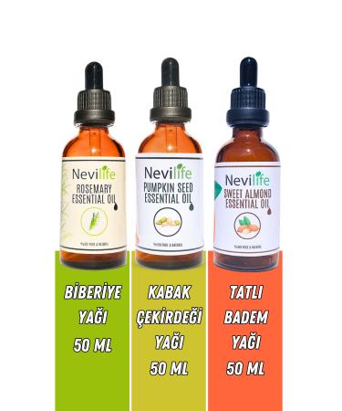 nevilife 3-pack Hair and Skin Care Rosemary Oil 50 ml Pumpkin Seed Oil 50 ml Sweet Almond Oil 50 ml