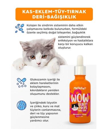 Metapet Multivitamin Drops for Cats Hair Joint Glucosamine Skin Health Support Water / Food - Buy Online on GoSupps.com