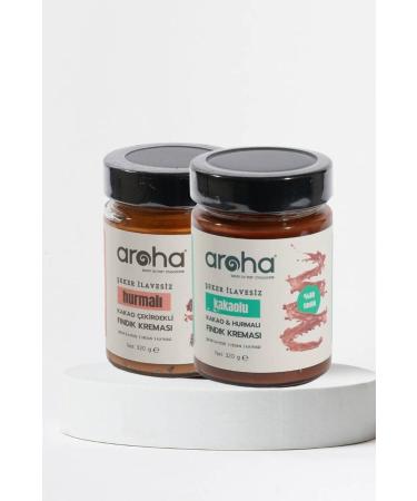 AROHA Dual Flavor - Date Cocoa Hazelnut Cream with No Sugar Added & Date Hazelnut Cream with Cocoa Nib