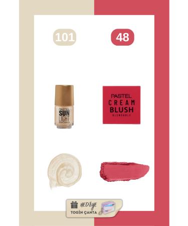 Pastel Mix Set - Liquid Highlighter 101 + Cream Blush 48 + Togin Bag Gift