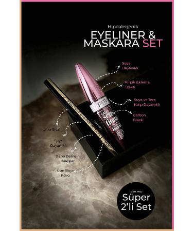 GXMPRO Carbon Black Eyeliner & Lash Sensational Mascara Set (GIFT)
