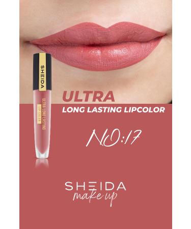 Sheida Long Lasting Long Lasting Matte Liquid Lipstick - Intense Pigment & Vitamin E Formula - No 17