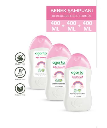 Agarta 3 Pieces Natural Baby Shampoo for Girls 400 ml