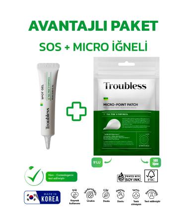 Troubless SOS CLEAR GEL CREAM+MICRO POINT PATCH 9-PIECE TEA TREE EXTRACT TAPE