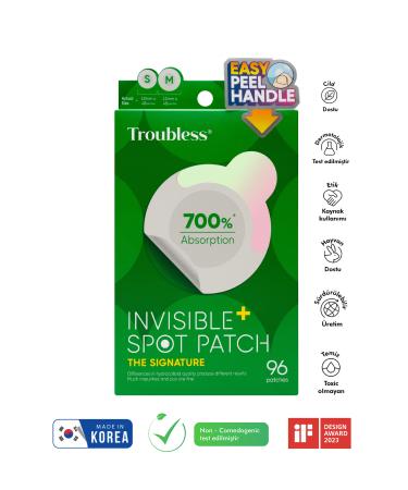 Troubless 2-Piece Thin and Transparent Waterproof P0 Absorption Capacity Korean Production Acne and Pimple Tape 96-Piece - Buy Online on GoSupps.com