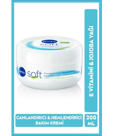 NIVEA Soft Moisturizing Care Cream 200ml Jojoba Oil Vitamin E Face Body Hand Soft Skin Feeling