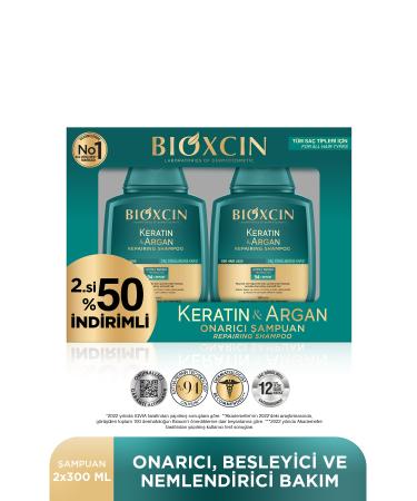 Bayer Keratin & Argan Repair Shampoo 300 Ml - Damaged and Damaged Hair 2 Piece Advantage Set