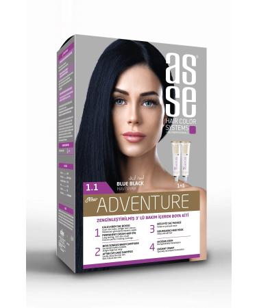 asse Adventure Set Hair Dye Permanent and Vivid Colors Dual Use Set (NO:1.1 BLUE BLACK)