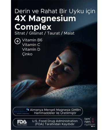 Tennen Nutrition Magnesium 4x Complex Citrate Taurate Malate Biglycinate Vitamin D B6 B12 Zinc 200 Mg - Buy Online on GoSupps.com
