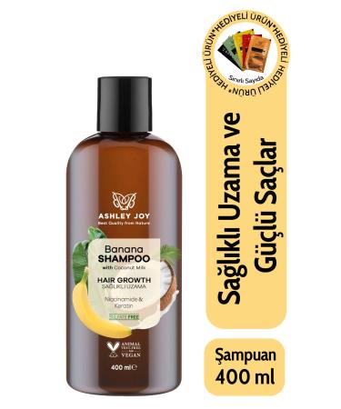 Ashley Joy Vegan Keratin Intensive Care Banana Shampoo 400 ml Helps to Grow Fast