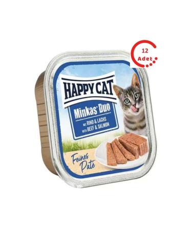 Happy Cat Minkas Duo Adult Cat Canned Food with Salmon and Beef 100gr x 12 Pieces