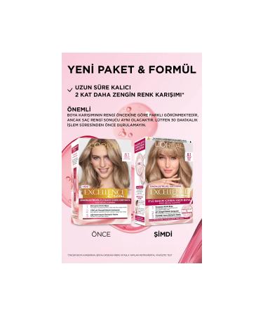 L'Oreal Paris Excellence Hair Dye 8.1 Ash Dark Blonde 3-Piece Set Renewed Packaging - Buy Online on GoSupps.com