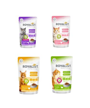 Royalist 4 types of wet food pouch chicken lamb kitten sterile 24 x 85 gr